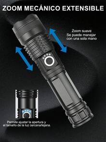 2 piezas Linterna táctica de alta potencia de visualización de potencia,linterna resistente al agua,recargable por USB,linterna potente con zoom, batería de larga duración, linterna LED para acampadas, emergencias y actividades al aire libre. - 2 piezas - Ver 5