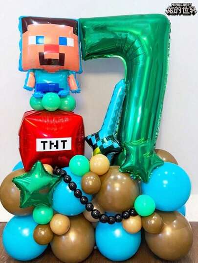 Minecraft 41 قطعة مجموعة بالونات أرقام بموضوع ماينكرافت، الأرقام من 1 إلى 9، ديكورات لحفلة عيد الميلاد، زينة عيد الميلاد والأعياد والزفاف، بالونات من الرقائق المعدنية مناسبة للزفاف وعيد الميلاد والكريسماس وعيد الهالوين وغيرها من المناسبات، زينة منزلية للكريسماس، هدايا عيد ، ديكور