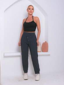 Women's Sports Pants With Elastane - Comfort And Flexibility For Physical Activities - Dusty Purple - View 1