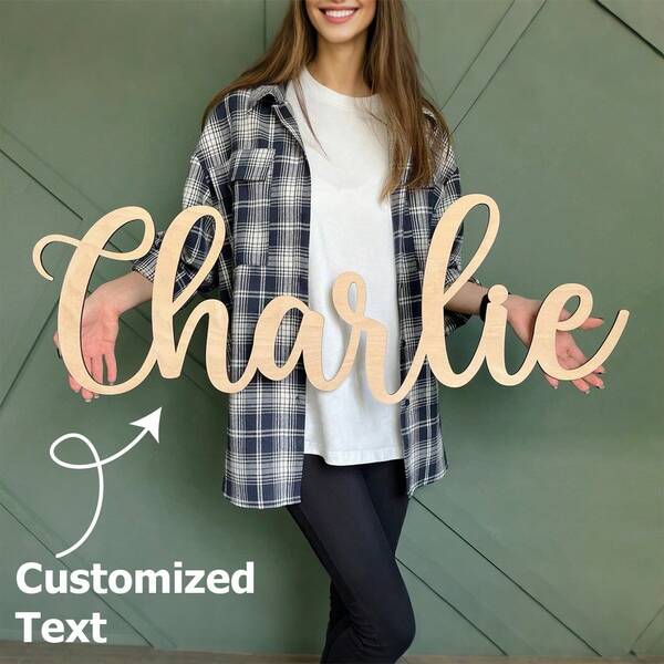 1pc Customized Wooden Name Plate, Personalized Gift, Customized Name, 5mm Thick, No Power Needed, Durable Handmade Bedroom Decor, Suitable For Bedroom, Living Room Decoration, Birthday, Christmas, Wedding, Party Customized Gift, Personalized Gift