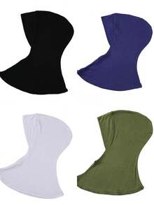 4 Peças/Conjunto Touca Interna Modal de Cor Sólida Com Capa Para o Pescoço, Elástica, Macia e Respirável para Mulheres, Lenço, Chapéu, Acessórios de Abaya, Véu Diário