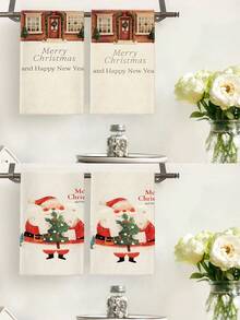 Towels, Santa Claus Decorative Hand Towels, Fruit Dishcloths, Cleaning Cloths, Handkerchiefs, Decorative Towels - Perfect Accents For Kitchen And Dining, Suitable For Kitchen, Dining, Hotel, Party - Multicolor - View 2