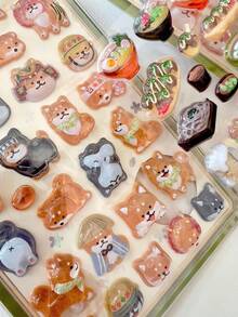3D Japan Style Embossed Funny Acrylic Diamond Stickers, Sushi Shiba Inu DIY Decorative Stickers, Cute Embossed Stickers For Phone Decoration