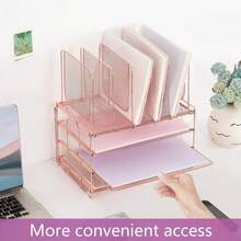 LEKETREE Desk Organizers And Accessories, 3-Tier Paper Organizer With 5 Vertical File Holders, File Folder Organizer (Black, 3T) - MàuE - Xem 5