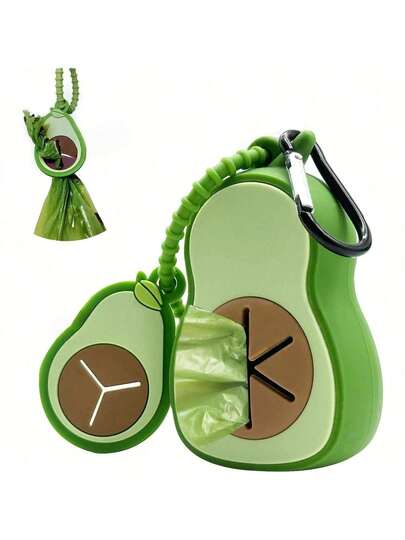 1pc Avocado Dog Poop Bag Dispenser With Adjustable Silicone Belt Attachment And Dog Poop Bag Clip For Cleaning