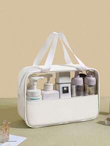 3-1件挂式盥洗包 透明PVC化妆包 化妆工具防水 便携式拉链化妆收纳包 简约女士浴室洗漱包 妈妈礼物 沙滩包 沙滩必需品 沙滩巾收纳包 沙滩配件 沙滩用品 度假包 夏季度假必备品