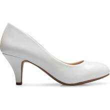 Women's Comfort Classic Round Toe Kitten Low Mid Heel Dress Pumps-2025 - 白色 - 查看 4