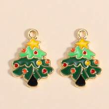 10 Pieces Of Mixed Cartoon Oil-Dripping Christmas Tree Pendants, DIY Jewelry Making And Decorative Pendants, Suitable For Making Earrings, Necklaces, Christmas Party Jewelry Gifts