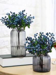 3/8/10 Pcs Blueberry Berry Simulation Plants, Plastic Berry Stems, California Blueberry Fake Berries, Suitable For Room Decoration, Mother's Day Gifts, Home Decoration, Flower Decoration, Bedroom Decoration, Holiday Decoration, Halloween, Thanksgiving, Christmas Decoration, Wedding And Engagement Decoration, Valentine's Day, Graduation Ceremony - Blue - View 8