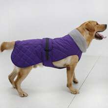 Giacca invernale per cani, giacca extra calda per cani, cappotto per cani in climi freddi, giacca da neve con collo alto e fodera trapuntata in lana, abbigliamento invernale regolabile e riflettente per animali domestici - Viola - Visualizzare 19