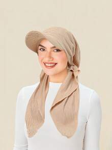 1pc Women's Curve Brim Turban Hat, Classic Solid Color Breathable Versatile Outdoors Sun Protection Casual Baseball Cap Turban, Suitable For Daily Wear