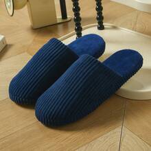 Spring To Summer Navy Striped Men's Simple House Slippers - Navy Blue - View 4