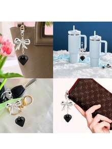 Cute Heart Keychain For Women & Men – Silver Double Heart Key Ring With Charm – Keychain For Backpack, Car, Purse Halloween Accessories Teachers Day Christmas Gift Ideas Bag Accessories Lanyards With Id Holder Car Accessories Bag Charms