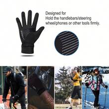 1 Pair Unisex Reflective Winter Gloves, Warm Gloves For Cold Weather, Freeze Work Gloves Set Suitable For Running, Driving, Cycling, Work, Hiking, Touchscreen, Random Color, Thermal Lined - Multicolor - View 7