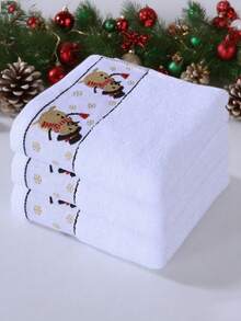 Conjunto de 3 toalhas bordadas com veados fofos de Natal de 40 x 75 cm, macias e absorventes que não soltam pelos, para banho, rosto, casa, banheiro, piscina, hotel, toalhas absorventes premium de secagem rápida para adultos, presente de Natal maravilhoso, toalhas de banho quentes para decoração de inverno para salão de beleza, esportes de hotel, itens essenciais para casa, toalha, cuidados com a pele