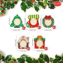 10/20 piezas Adornos de marco de madera de Navidad, Marco de foto de Navidad de colores, 5 estilos de adornos de foto de Navidad de madera para decoraciones del árbol de Navidad, decoraciones colgantes del árbol de Navidad, manualidades navideñas, regalos de fiesta