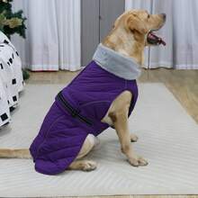 Giacca invernale per cani, giacca extra calda per cani, cappotto per cani in climi freddi, giacca da neve con collo alto e fodera trapuntata in lana, abbigliamento invernale regolabile e riflettente per animali domestici - Viola - Visualizzare 10