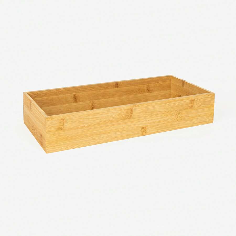 Bamboo Desk Organizer With 3/6/9 Compartments - Sturdy Rectangular Storage Box For Arts And Crafts Tools, Rectangular Wooden Divider Tray, 12 X 8 Inches, Tray With 3/6/9 Compartments, Perfect For Home Or Office Organization, Desk Drawer Organizer - 1 Grid 17.8*9*6.5 - View 1