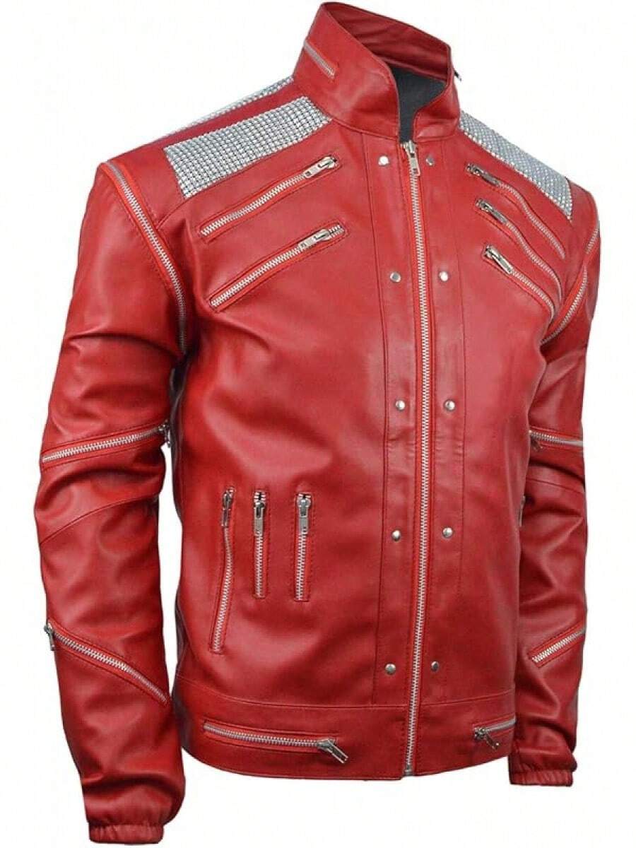 Chaqueta Beat-It - Roja - Cuero sintético de Halloween - Rojo - Ver 1