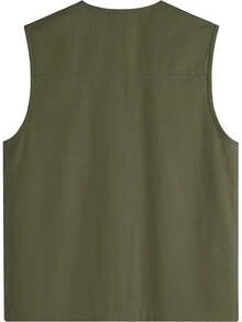 Men's Casual Outdoor Cotton Vest Lightweight Breathable Multi-Pocket Fishing Travel Vests OutwearChristmas IQWV - 04-綠色 - 查看 6