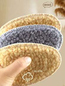 1双冬季毛绒鞋垫，加厚加厚可剪毛身体吸汗排湿柔软舒适保暖鞋垫 - 米色 - 查看 3