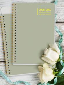 全新2026年1月至2027年12月月度计划本，简约活页设计，粉色，包含每日、每周和每月计划，适用于记录会议议程、工作计划、学习计划、日常日记，办公及学习用品，2026年新年礼物