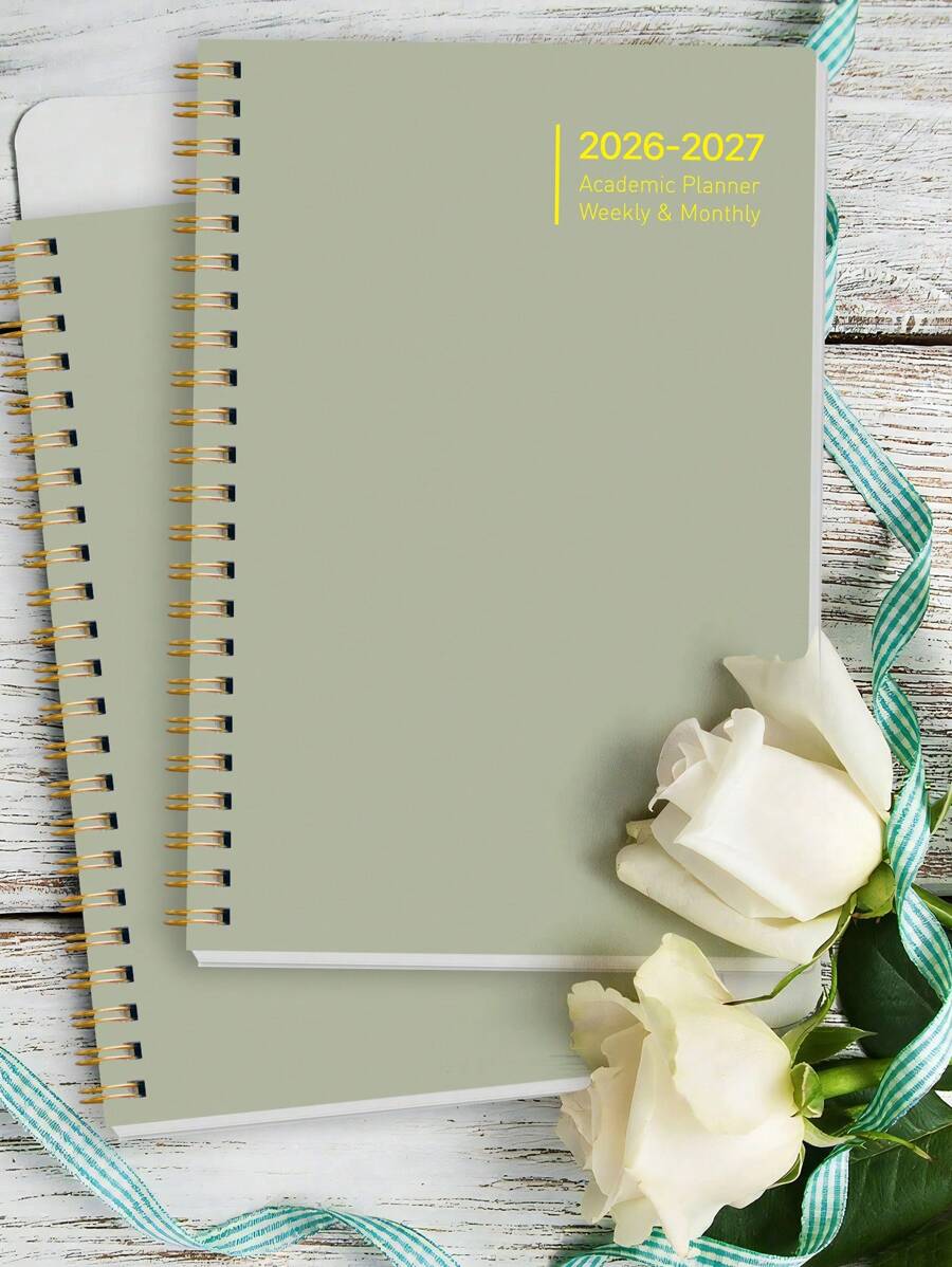 全新2026年1月至2027年12月月度计划本，简约活页设计，粉色，包含每日、每周和每月计划，适用于记录会议议程、工作计划、学习计划、日常日记，办公及学习用品，2026年新年礼物