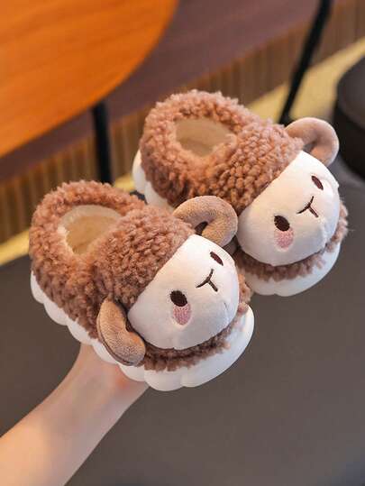 1 Paio di pantofole da interno per bambini, con simpatici motivi a pecora, morbide e calde, adatte per ragazze e ragazzi, per l'inverno