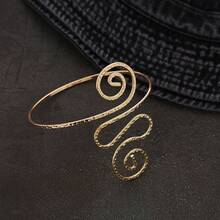 Hot Adjustable Cuff With Spiral Wire, Stacking Bracelet, Simple Pattern, International Jewelry, Wholesale Bracelet - Gold - View 6