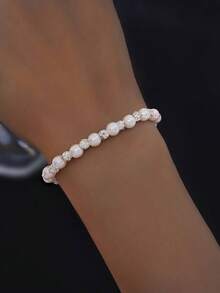 1 Pc 925 Sterling Silver Exquisite Elegan Pearl Bracelet For Women Fine Jewelry Party Gift Birthday Gift Daily Wear - Pearl Bracelet - View 2