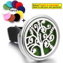 1PC New Arrival Tree Of Life Aromatherapy Diffuser Car Air Freshener Alloy Stainless Steel Aroma Essential Oil Diffuser Car Vent Clip Perfume Lockets Pendants Car Fragrance Diffuser Clip Effective In-Car Fragrance Diffuser With 10pcs Pads - Silver - View 12
