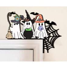 1 szt. Dekoracja na drzwi na Halloween, dekoracja narożnika drzwi, pajęczyna, czarownica, żółty księżyc, nawiedzony dom, ptak, świeca, szkielet, pajęczyna, czarownica, upiorne drzewo halloweenowe, pająk, dynia, metalowy narożnik drzwi, fryz, dekoracja świąteczna, dekoracja na drzwi