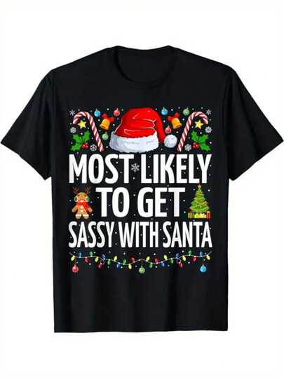 Joyful Wear, Youngsters' 'Most Likely To Play Cool With Santa' Cotton T-Shirt - Soft, Breathable & Comfy Short Sleeve Top For Summer Fun, Christmas Kid Shirts, Best For Christmas