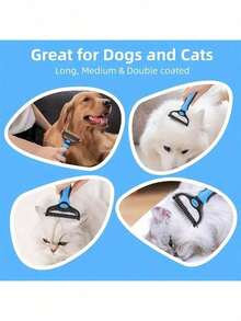 Escova eficaz para remoção de pelos de animais de estimação e pente desembaraçador para cães e gatos - Ferramenta profissional de higiene para remover nós e nós - Reduz a queda de pelos e promove uma pelagem saudável - Multicolorido - Ver 8