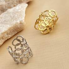 New 18K Stainless Steel Fashion Ring, The Opening Design Can Be Adjusted In Size - 9-dourado - View 3