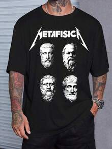 Metaphysics T-Shirt Socrates Plato Aristotle Thales Of Miletus Pythagoras Heraclitus Ancient Greece Greek Thinkers Philosophy Mathematics Physics 100% Cotton Unisex Fashion Punk Street Casual Shirt Men Women Streat Streatwear Immediate Shipping Moda Maligu - 黑色 - 查看 2