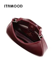ITAMOOD Luxuriöse, leise Echtleder-Umhängetasche mit breiten Schulterriemen, inspiriert vom Original-Designer, leichte Business-Lässig Handtasche in Weinrot mit großer Kapazität, minimalistisch, vintage, elegant mit Magnetverschluss, Schultertasche für den Herbst, Modische Damentaschen, Shopper für Damen
