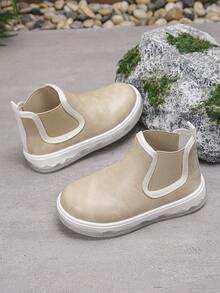 1 par de botas curtas cáqui para meninas, simples e elegantes, leves, confortáveis, versáteis, para todas as estações - Caqui - Ver 1