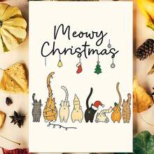 Cartão de Natal Meowy com envelope - Cartão festivo para amantes de gatos com 6 gatos adoráveis com chapéus de Papai Noel e decoração natalina, interior em branco personalizável para mensagens, perfeito para amigos e familiares, papelaria sazonal, ilustração divertida, impressão de alta qualidade, "Donos de animais de estimação" (11 cm x 16 cm) Cartão de presente de Natal "Um presente adequado para todos Um cartão adequado para presentear colegas - multicolorido - Ver 11