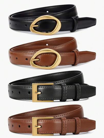 2pcs New Belt Versatile S Women's Loose Waist Belt Black Fashionable Decoration Advanced Sense Simple Slimming Casual Pants Belt