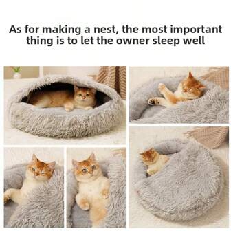 1 st katt-/hundbädd, högkvalitativt plyschtyg, andningsbar, lämplig för höst/vinter, varm, elastisk insida, bekväm för små katter/hundar och medelstora raser, halkfri och fukttät botten