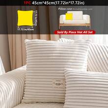 1PC Flannel Pinstripe Labeled Sofa Cushion - Non-Slip Pet-Friendly Seat Pad For 1/2/3/4-Seater Modular Sectionals, Minimalist Premium Cover With Multi-Size & Color Options