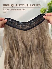 夹式接发 V 形渐变色 24 英寸长自然波浪波浪形合成假发耐热纤维合成假发适合女士女孩派对日常使用