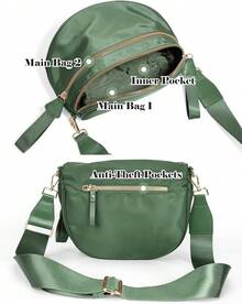 Pure Colour Crossbody Bag Bum Bag For Women,Spacious Purse Fanny Packs Belt Bag,Oversized Bum Bag (Colour Bum Bag-Light Grey) - Túi đeo hông màu xanh lá cây đậu - Xem 5