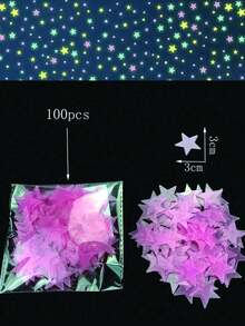100 Pieces 3cm Glow In The Dark Wall Sticker, 3D Luminous, Single Color & Mixed Color, Fluorescent Decoration, 4cm Moon Luminous Wall Decal, Bright Luminous Plastic Self-Adhesive Sticker, Durable Home Art Decoration, Suitable For Home, Ceiling, Bedroom Wall, Room Decoration, Bathroom Wall Decoration. Wall Stickers Stickers Home Decor