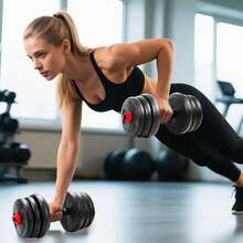 Adjustable Dumbbell Set,44lbs Free Weights Set, 3 In 1 Weight Set Used As Dumbbell, Barbell, Push Up Stand, Fitness Exercise For Home Gym Suitable Men/Women - QUẠT-44POUNDS - Xem 2