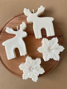 Christmas Candle Molds, Xmas Silicone Resin Mold - Tree, Snowflake, Gingerbread Man, Elk, Perfect Christmas Gift For Friends, For Home Party Room Table Decorations, Holiday Candle Making, Handmade Soap, Chocolate - White - View 9