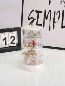 1 Stück stilvoller, transparenter, mehrschichtiger Drehdisplay, innovativer minimalistischer Schmuckorganizer für Haarspangen, Haargummis, Ohrringe, perfekt für Wohndekoration, Geschenk für sie, ideal zum Organisieren von Accessoires, Verschönerung Ihres Schminktisches, Aufbewahrungslösung für Modebewusste, Muss-haben Geschenk für Feiertage, vielseitiges und schickes Design für jeden Anlass