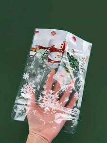 10/50 件圣诞雪花零食袋 - 透明塑料糖果和礼品袋，带有节日雪花和树木图案，适合派对、新年、感恩节 - 适合饼干、糖果和装饰品、圣诞糖果饰品 - 彩色 - 查看 2