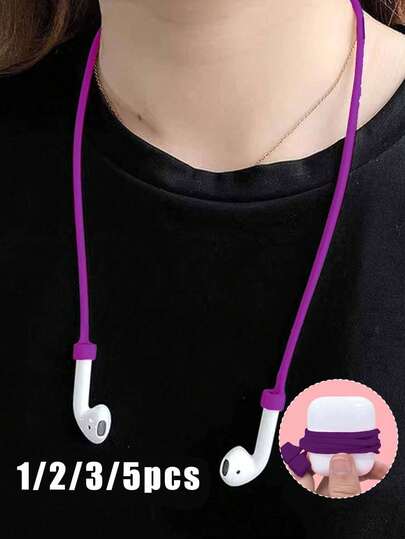 1/2/3/5pcs Wireless Earphone Anti-Lost Strap, Silicone Wireless Earphone Lanyard, Anti-Lost Hanging Cord, Outdoor Sports Essential Wireless Earphone Anti-Lost Silicone Neck Strap - Comfortable And Secure Earphone Fixing Solution - Great Birthday Gift